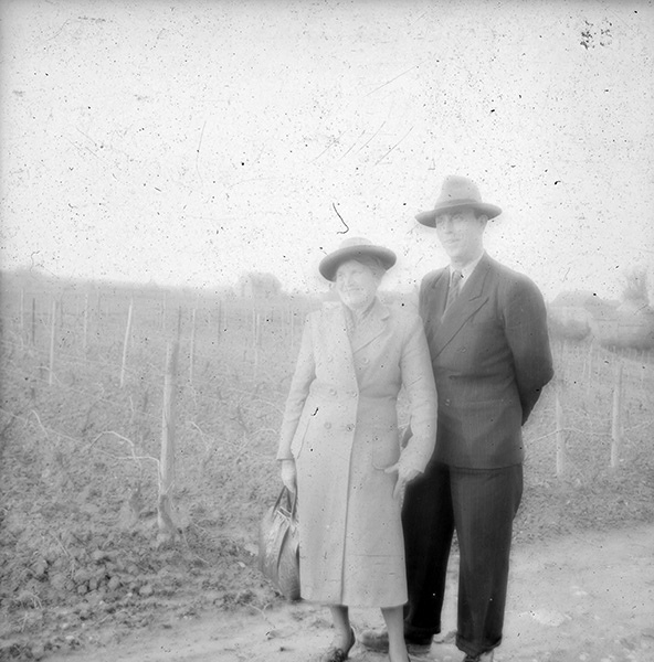 Young Konstantin and Eugenia posing in the vineyards.