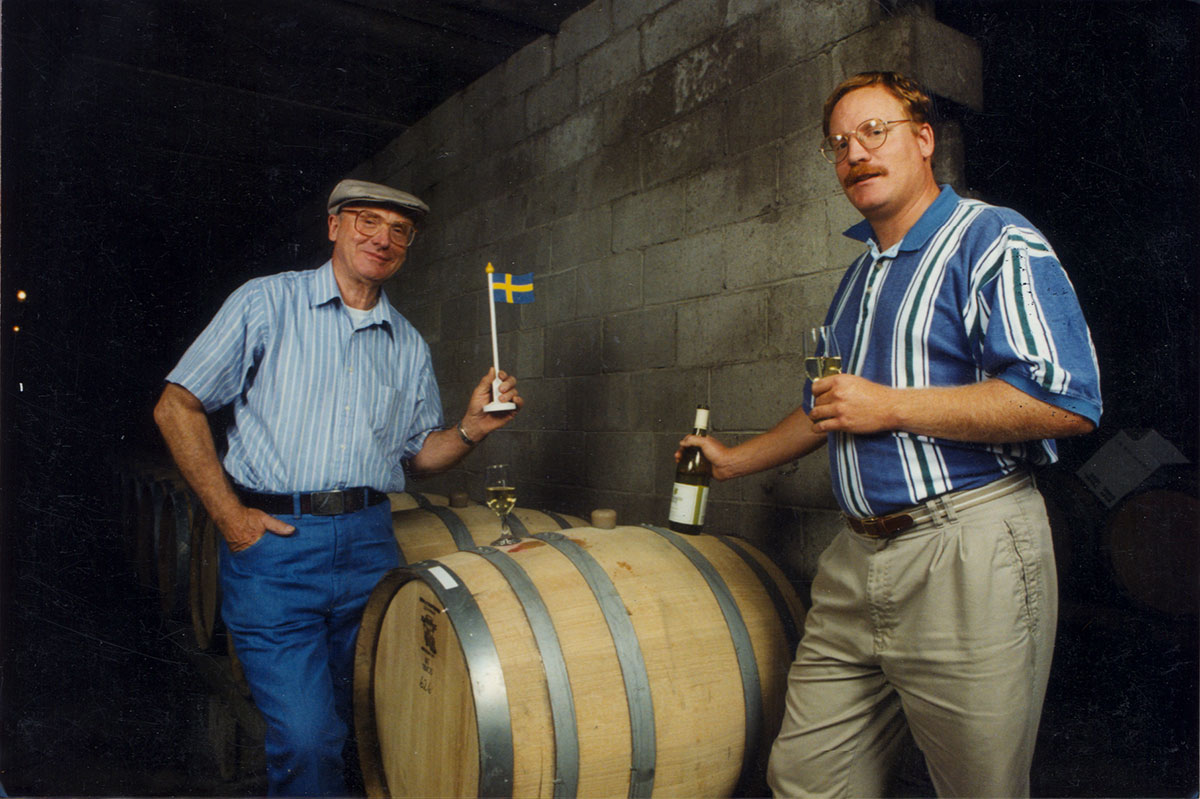 Willy and Fred in the wine cellar.